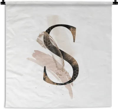 Produktbild von MuchoWow® Wandteppich Wandbehang Aquarell - Buchstabe - S 120x120 cm Tapisserie Dekoration Wandtuch - Modern - Baumwollgewebe