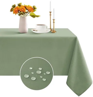 Immagine prodotto di Tovaglia rettangolare verde, impermeabile e antimacchia, 100x140 cm, per esterni, per feste in giardino, estate, ricorrenze, matrimoni