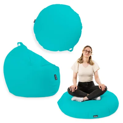 Produktbild von Sitzsack mit füllung 2 in 1 Sitzkissen Bean Bag Outdoor Indoor Wasserfest | Türkis 125cm