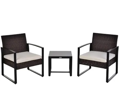 Produktbild von Gartenmöbel-Set, Gartenset für 2 Personen Balkonmöbel Set mit Kissen