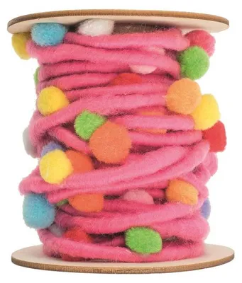 Produktbild von Filzkordel mit Pompons, rosa 5M/Rolle