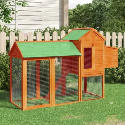 Zdjęcie produktu dla vidaXL Kurnik brązowy 193x65x117 cm lite drewno sosnowe