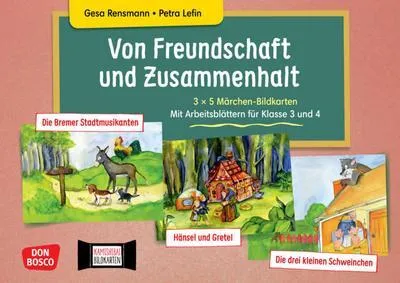 Immagine prodotto di Von Freundschaft und Zusammenhalt - 3 x 5 Märchen-Bildkarten. Mit Arbeitsblättern für Klasse 3 und 4. Kamishibai Bildkartenset