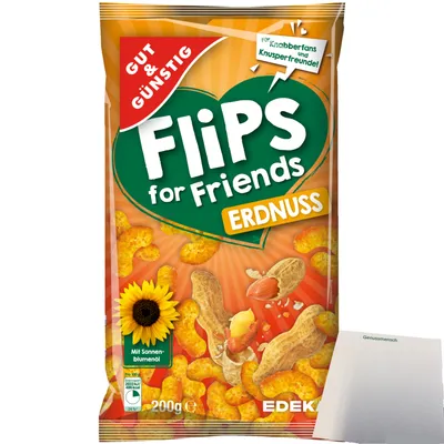 Produktbild von Gut & Günstig Erdnuss-Flips Mais-Erdnuss-Snack (200g Tüte) + usy Block