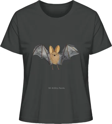 Produktbild von Mr. & Mrs. Panda Basic Shirt Damen Fledermaus Flügel Größe M - Anthrazit - Geschenk, Kurzarmshirt, T-Shirt, für Frauen, Oberteil, Sommershirt, Lustige Sprüche