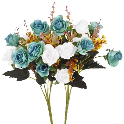 Imagen del producto de Rosas artificiales pequeñas, 24 unidades, flores de seda para decoración del hogar