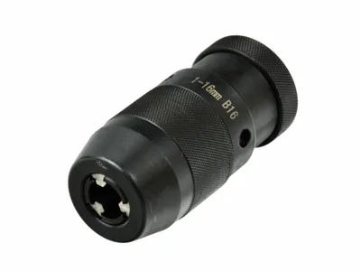 A black drill chuck is shown against a white background.