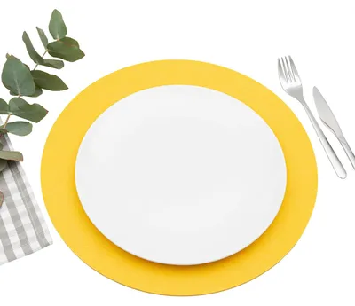 Zdjęcie produktu dla Zestaw czterech podstawek filcowych – żółte, okrągłe (35 cm)