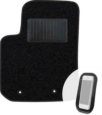 Produktbild von moto-MOLTICO Fahrer Fußmatte Auto Velours Fahrerseite Autoteppiche Schwarz Fahrermatte 1-teilig passend für Kia Picanto II 2011-2017