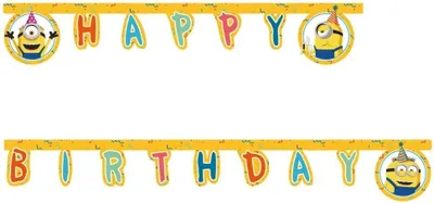 Immagine prodotto di Ghirlanda di carta "Happy Birthday" Minions, colorata, 120 cm - Taglia unica