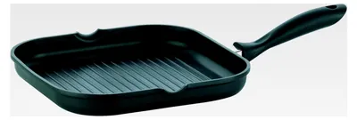 Produktbild von Grill-Eckpfanne mit 2 Ausgüssen, Antihaftversiegelung, Aluguss 5 mm, Induktionsgeeignet, 28 x 28 cm, Schwarz