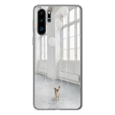 Produktbild von MuchoWow® Handyhülle Schutzhülle Hülle für Huawei P30 Pro Hund - Weiß - Luftballon Silikon Softcase Handy Hülle - Schutzdeckel