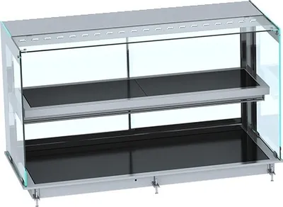 Produktbild von CHEFGASTRO Einbauwärmevitrine LEYK mit Keramik | 4/1 GN | HxBxT 92,4x144x72cm | +30/+120°C | Schwarz
