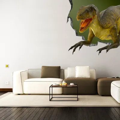 Dinosaurier im 3D-Mauerdurchbruch – Decords Wandtattoo, Produktansicht 1