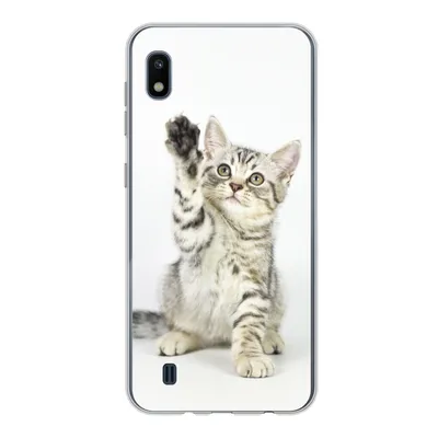 Produktbild von MuchoWow® Handyhülle Schutzhülle Hülle für Samsung Galaxy A10 Kätzchen - Pfote - Weiß - Mädchen - Kinder - Jungen - Kind Silikon Softcase Handy Hülle - Schutzhülle