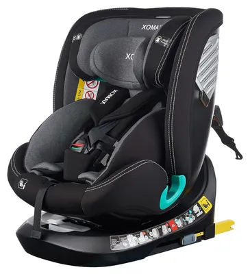 Produktbild von XOMAX Kindersitz drehbar 360°, ISOFIX I mitwachsend I 0-36 kg, 0-12 Jahre, Gruppe 0+/1/2/3, 5-Punkt-Gurt, 3-Punkt-Gurt I Bezug waschbar I ECE R129 I,Farbe:Schwarz/Grau