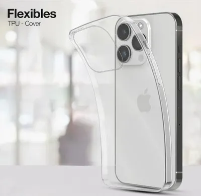 Produktbild von TPU-Hülle Transparent für Apple iPhone 15 Serie - Modellkompatibilität: Für Apple iPhone 15 Pro - Displayglas: Ohne 9H Displayglas