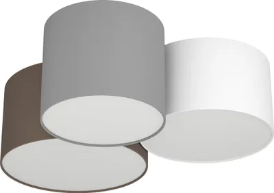 Produktbild von EGLO Deckenlampe Pastore, Textil Deckenleuchte mit 3 runden Lampenschirmen, Wohnzimmerlampe aus Metall und Stoff in Weiß, Braun und Grau, E27 Fassung