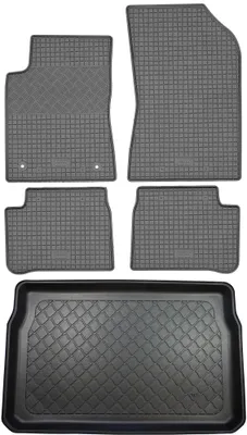 Image de Citroën C3 III, berline 3 ou 5 portes, à partir de 01/2017 : ensemble tapis de sol en caoutchouc + tapis de coffre