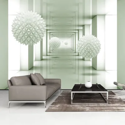 Produktbild von Fototapete selbstklebend 3d Effekt 294x210 cm Tapete Wandtapete Wandbilder Klebefolie Dekofolie Tapetenfolie Wand Dekoration Wohnzimmer - Kugeln Tunnel a-A-0149-a-d