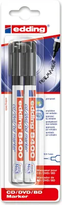 Produktbild von Edding - CD -Marker EDDing 8400 um 0,5-1mm schwarz | Blasen Sie ein 2 Stück