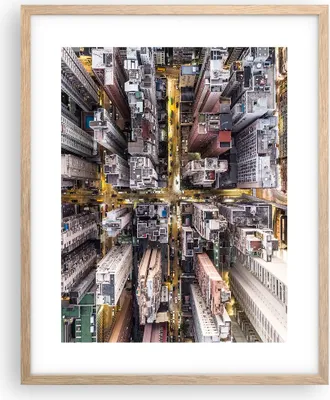 Produktbild von Gerahmtes Poster - Rahmen in heller Eiche - Metropole Luftaufnahmen Straße - 40x50 cm - Wand Bild - Wanddeko - Wandbilder - Kunstposter - Wandposter - Bilderrahmen - Bilder - P2NPA40x50-4507