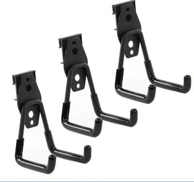 Produktbild von Set 3 Stck. Werkzeugwand Haken von BOTLE, Werkzeughaken, "Geradeförmig" 7cm, stabil mit PVC-Ummantelung, für Garage, Werkstatt, Schuppen, Haken für Sportgeräte, Doppelhaken, Tragkraft bis 40kg, für Verlängerungskabel