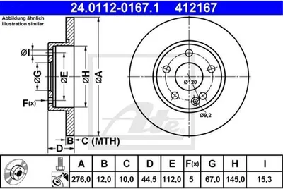 Produktbild von ATE Bremsscheiben (2 Stück) 24.0112-0167.1