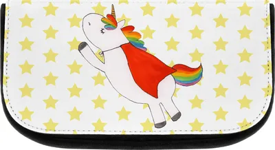 Produktbild von Mr. & Mrs. Panda Kosmetiktasche Einhorn Super - Weiß - Geschenk, Held, Schminktasche, Kulturbeutel, Unicorn, Freundin, Kulturtasche, Traummann, Einhörner, Make-Up Tasche