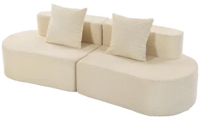 Imagen del producto de Sofá HOMCOM Cloud de 3 plazas, sin estructura rígida, con amplio y profundo asiento, color beige