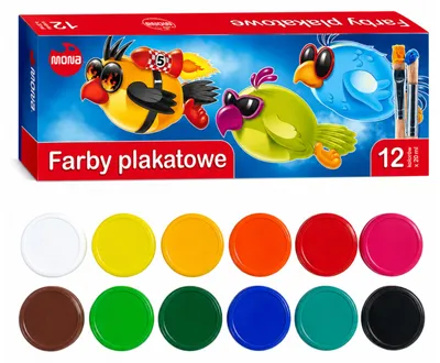 Produktbild von Mona Schulplakatfarben, 12 Farben x 20 ml