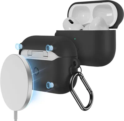 Productafbeelding van Hoes voor AirPods Pro 2 - Compatibel met 1e en 2e generatie - Magnetisch opladen, Zwart