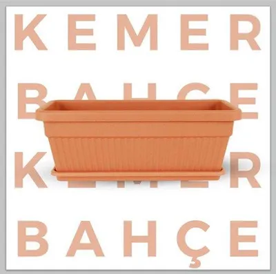 Produktbild von 2 Kunststoff-Blumenkästen mit Drainage 9L + Schale 46x20 cm in Terrakotta, rechteckige Pflanzenbox
