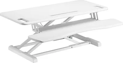 Produktbild von UPdesk Cross Large - Schreibtischaufsatz höhenverstellbar für Laptop & PC - Schreibtischerhöhung - Stehpultaufsatz für Schreibtisch - Höhe 11 cm - 50,5 cm - Breite 41,5 x 95 cm - Gasfeder - WEIß