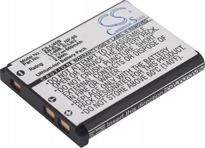 A close-up of a lithium-ion battery pack with text and branding.