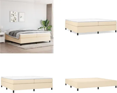 Zdjęcie produktu dla vidaXL Łóżko z materacem sprężynowym kremowe 200x200 cm Tkanina