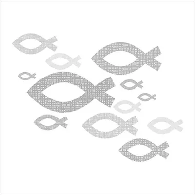 Produktbild von RP 20 Servietten Holy Communion grey - Fische für die Kirche silber 33x33cm