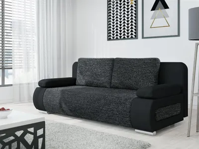 A modern living room with a sofa.
