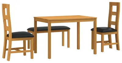 Image de vidaXL, ensemble de salle à manger, 4 pièces, bois massif chêne, noir