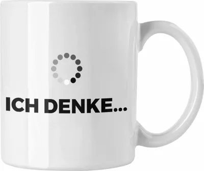 Produktbild von Trendation - Lustige Tasse mit Spruch Ich Denke Kaffeetasse mit Spürchen Büro Arbeit Kollege Geschenk (Weiß)
