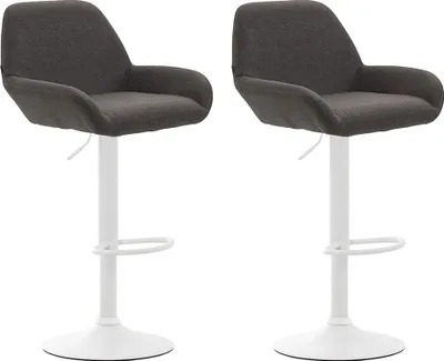 Produktbild von 2er Set Barhocker HLO-CP8 Stoff weiß  dunkelgrau