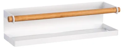 Gewürzregal magnetisch, Bambus, 32x8x8 cm, weiß, bohrfrei