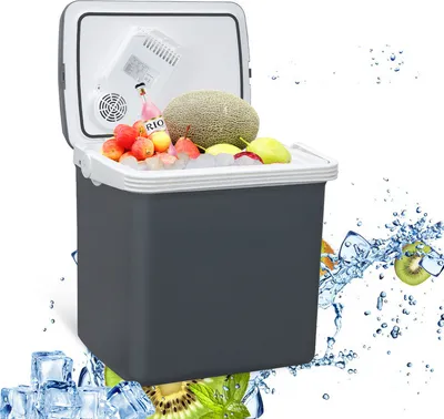 Produktbild von Yakimz Kühlbox elektrisch 32L Mini-Kühlschrank 230 V und 12 V für KFZ Auto Camping kühlt & wärmt | ECO-Modus (Grau)
