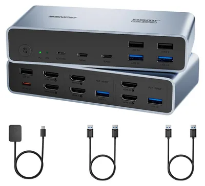 Zdjęcie produktu dla Przełącznik KVM HDMI dla 2 monitorów i 2 komputerów, obsługujący rozdzielczość 4K przy 60 Hz