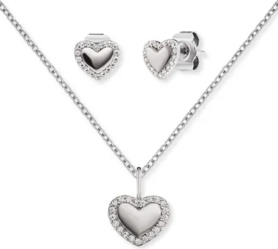Produktbild von Engelsrufer Set ERMT-LILHEART3-ZI Halskette Silber und Ohrstecker, mit Zirkonia