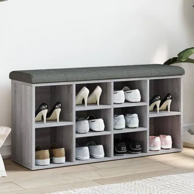 Image de The Living Store Banc à chaussures Gris Sonoma 102x32x50 cm Bois composite