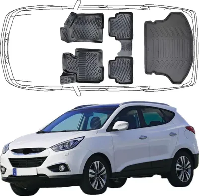 Produktbild von 3D Auto Fußmatten & Kofferraumwanne Set Kompatibel mit Hyundai IX35 2009-2015