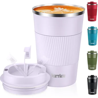 Productafbeelding van Thermobeker voor onderweg, 380 ml, dubbelwandig, lekvrij, lichtpaars