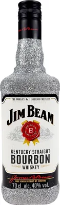 Produktbild von Jim Beam Bourbon Whiskey 0,7l 700ml (40% Vol)  Bling Bling Glitzerflasche in silber -[Enthält Sulfite]