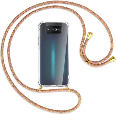 Produktbild von Handykette Backcover-Schutzhülle mit Band (Metall goldfarben) für Asus Zenfone 7 ZS670KS - goldfarbene Kette